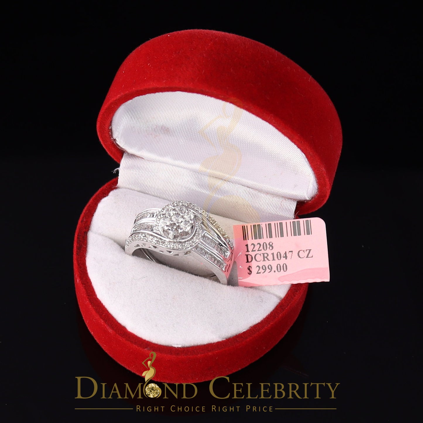DiamondCelebritees 925 Sterling Silver 1.70ct White Cubic Zirconia Engagement Womens Ring Size 8
