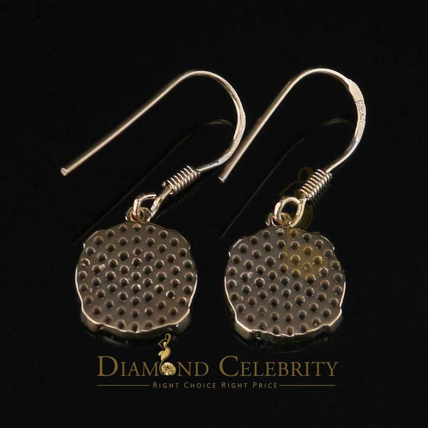 DiamondCelebritees Yellow 1.53ct Sterling 925 Silver Round Dangling Hip Hop Women's Fashion Earring