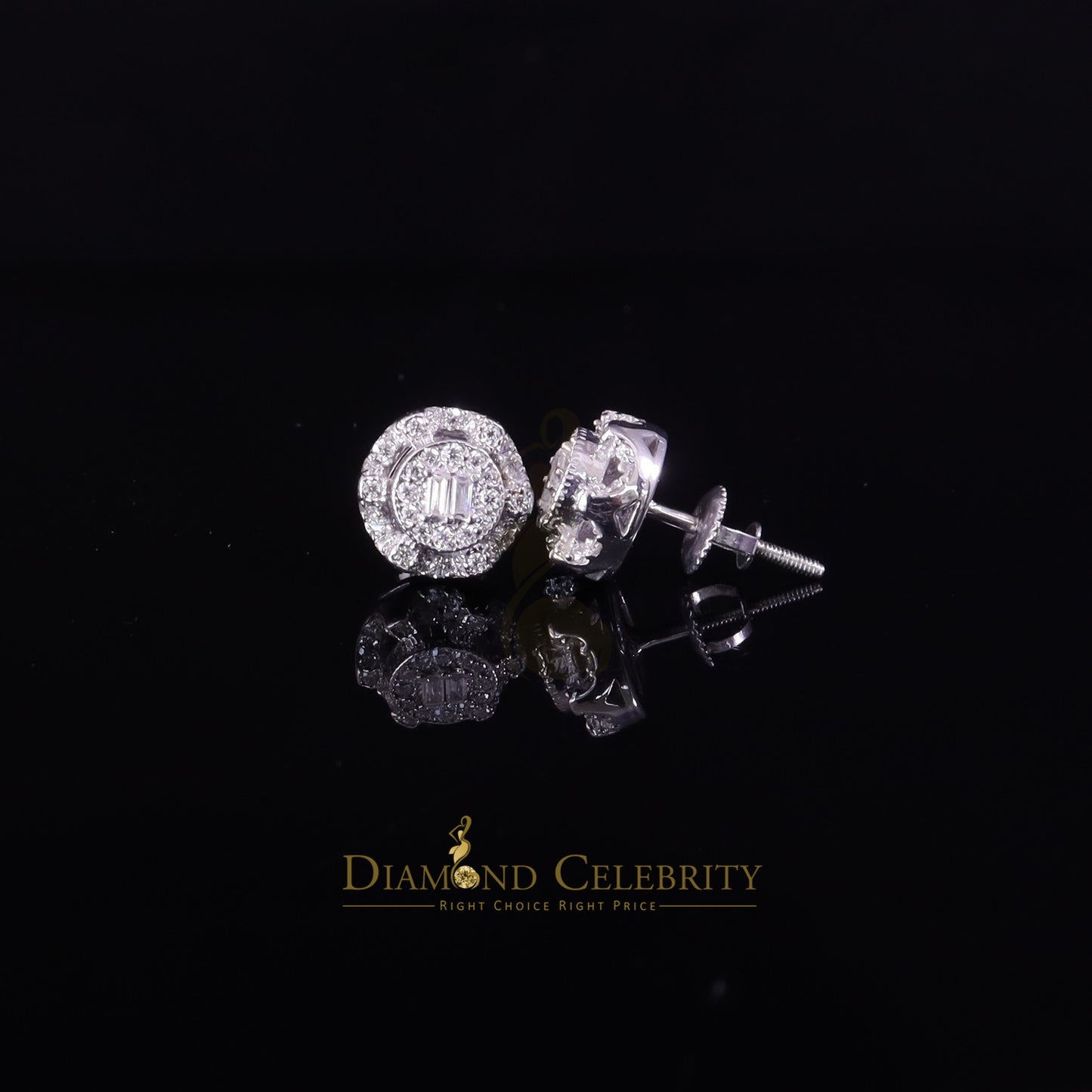 Diamondcelebritees Moissanite Round Stud Men's/Womens 925 Silver White 0.50ct VVS 'D' Earrings