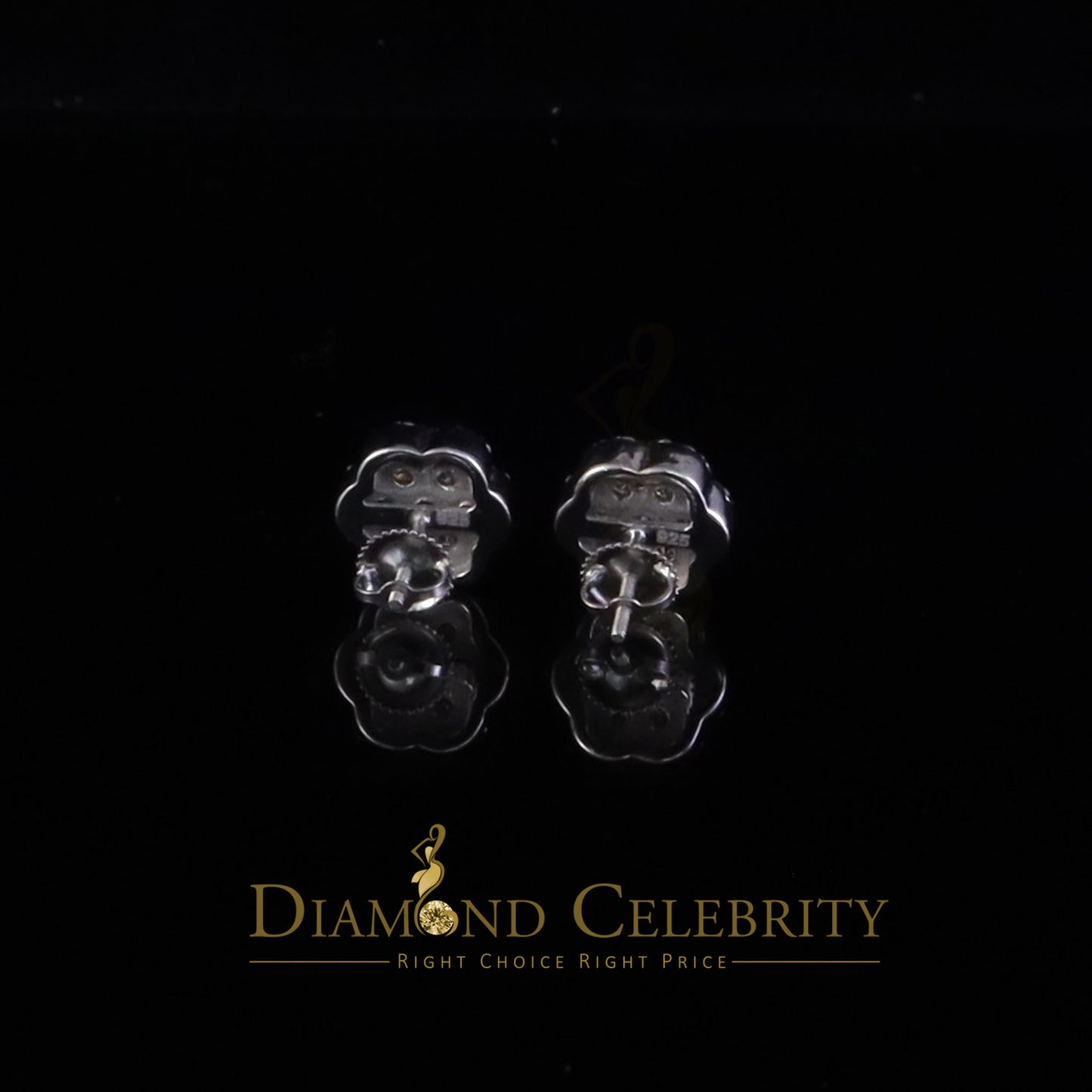 Diamondcelebritees White /Yellow Flower Silver 1.50ct VVS 'D' Moissanite 925 Earrings Men's/Womens