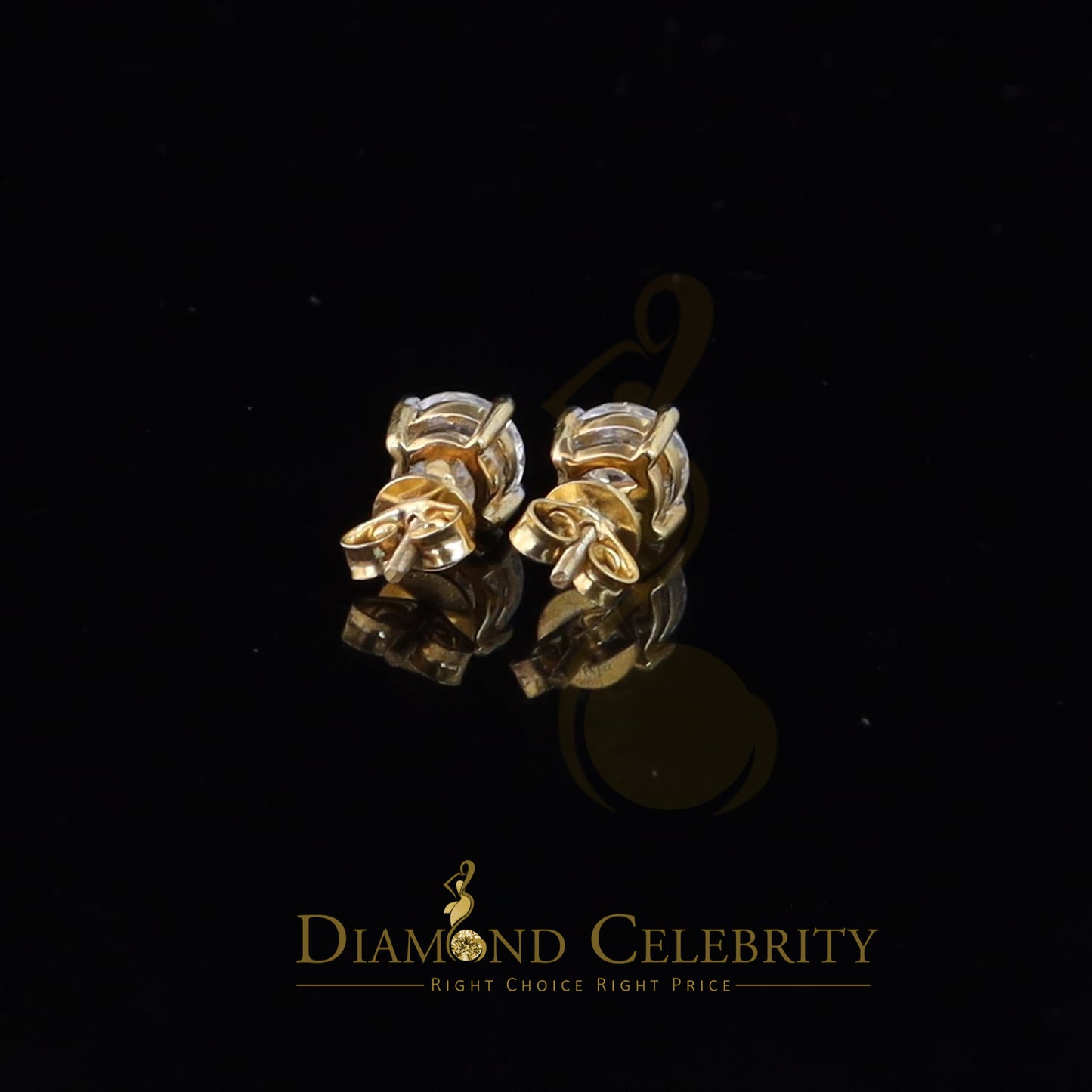 DiamondCelebritees 2.50ct VVS 'D' Moissanite Men's/Womens 925 Silver Yellow Round Stud Earrings