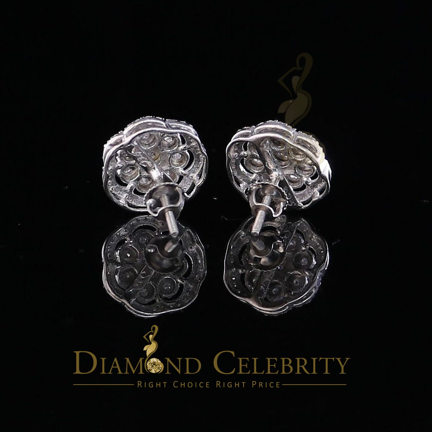 DiamondCelebritees 0.40ct Diamond 925 Sterling Silver White Floral Earrings For Men's / Women's
