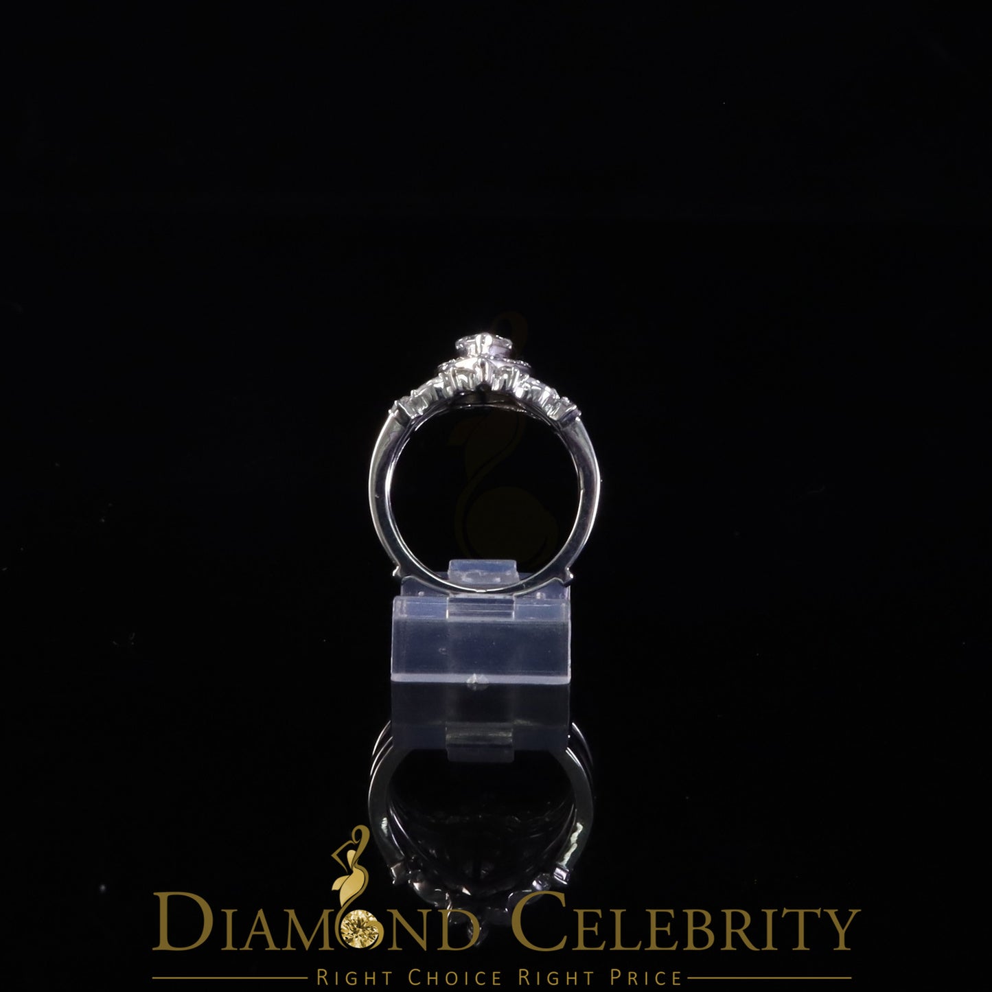 DiamondCelebritees Pear Shape Moissanite Women's 925 Silver White 1.66ct VVS 'D' Ring Guard Size 7