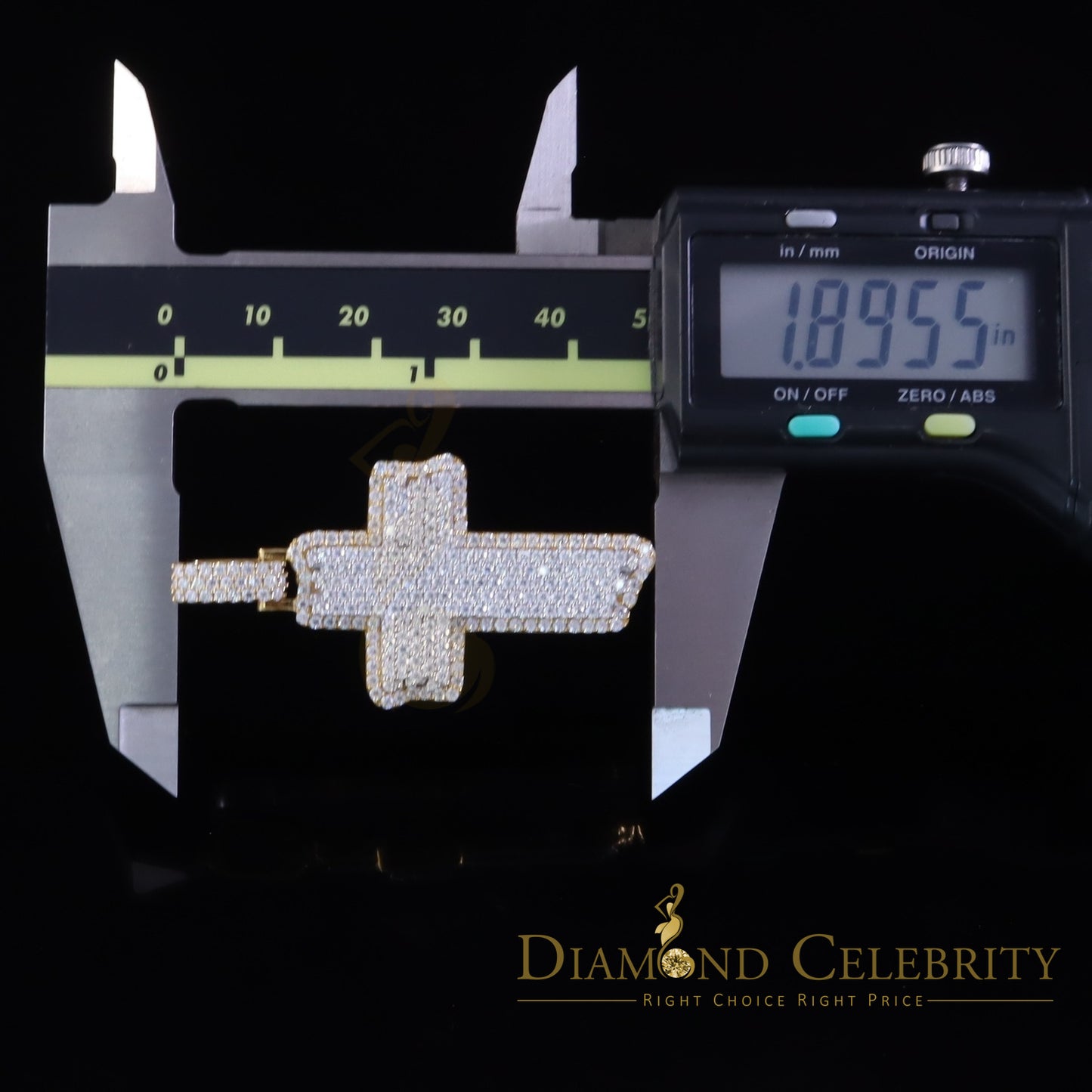 Diamondcelebritees Yellow Sterling Silver 3.0ct VVS D Moissanite Charm Cross Pendant Men's & Women