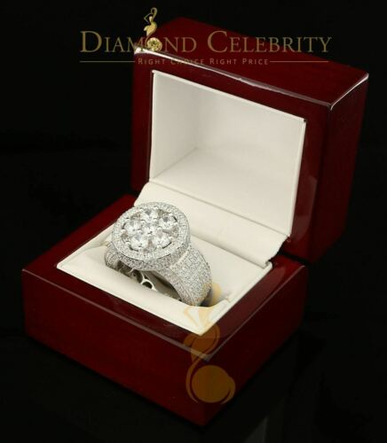 DiamondCelebritees White 925 Silver Sterling 14.00ct Round Cubic Zirconia Fashion Men's Ring SZ9.5