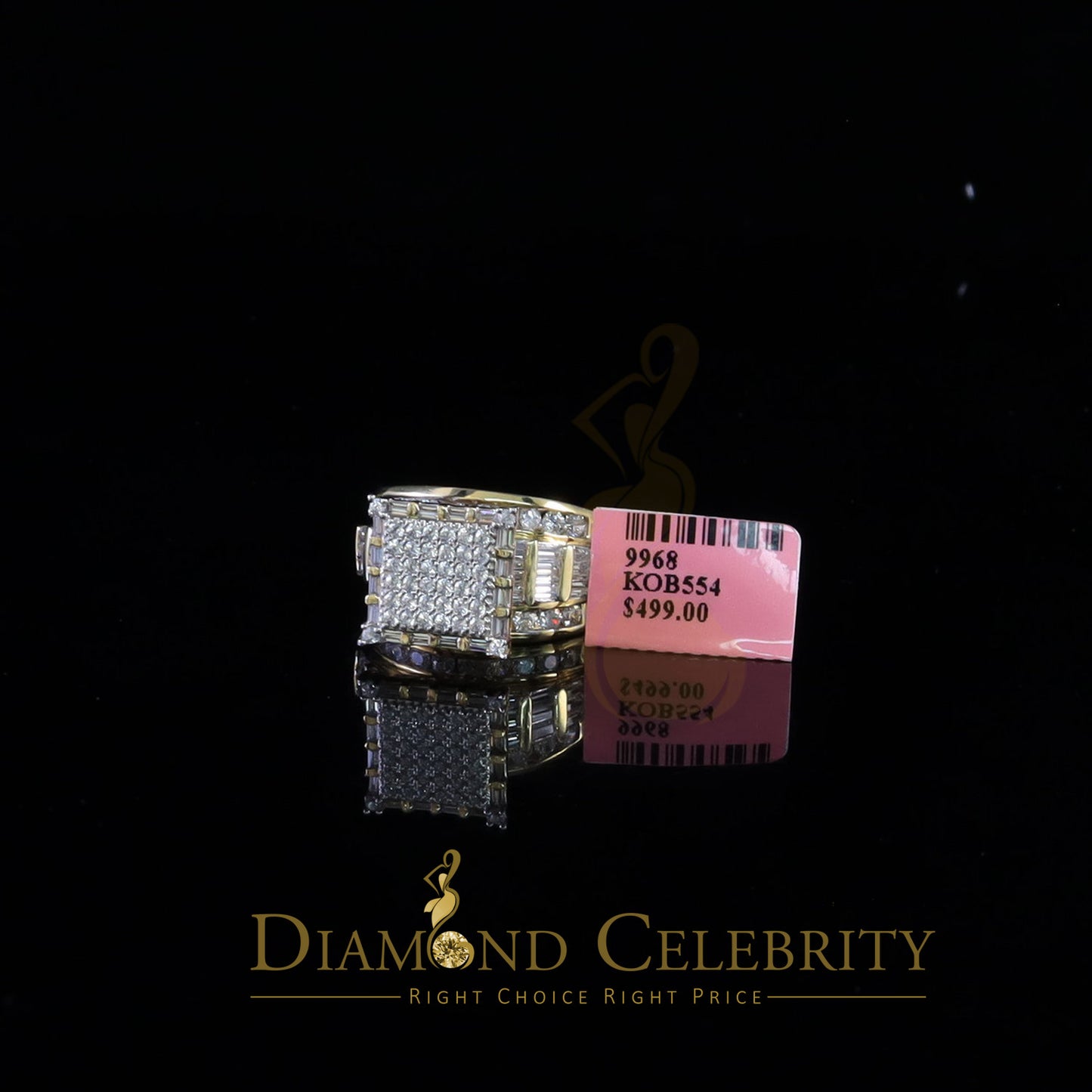 DiamondCelebritees 6.04ct Yellow Cubic Zirconia 925 Silver Engagement Square Womens Ring Size 8
