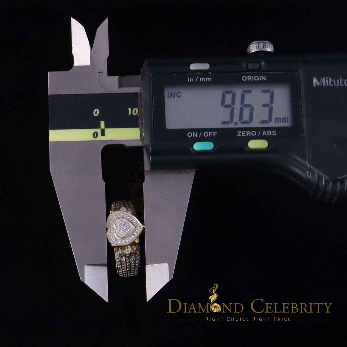 DiamondCelebritees Yellow Silver Heart Ring SZ 7 Real Diamond 0.10ct 925 Sterling Womens Engagement