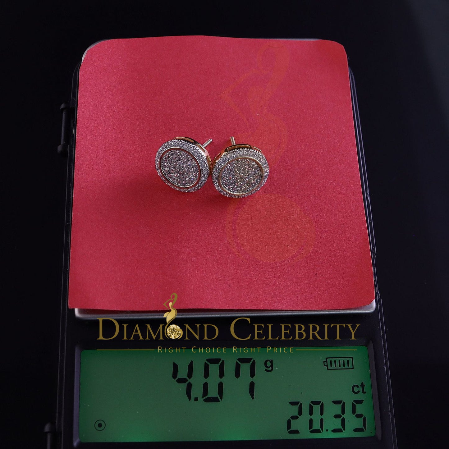 DiamondCelebritees 925 Sterling Yellow Silver 1.07ct Cubic Zirconia Round Men's Stud Earrings