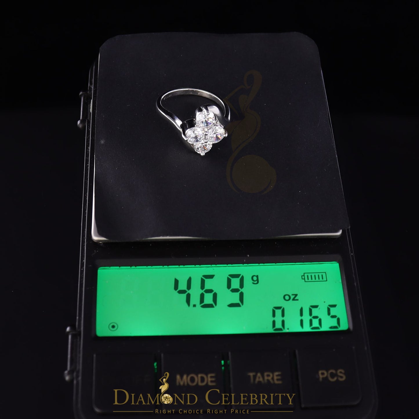 DiamondCelebritees 925 White Silver 1.25ct Cubic Zirconia 4 Stone Engagement Womens Ring Size 7