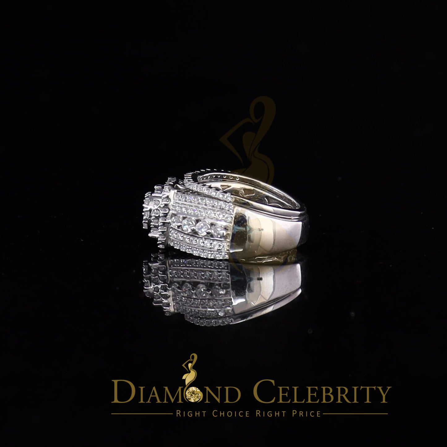 DiamondCelebritees White Sterling Silver 3.50ct Round Cubic Zirconia Double Bridal Womens Ring SZ7