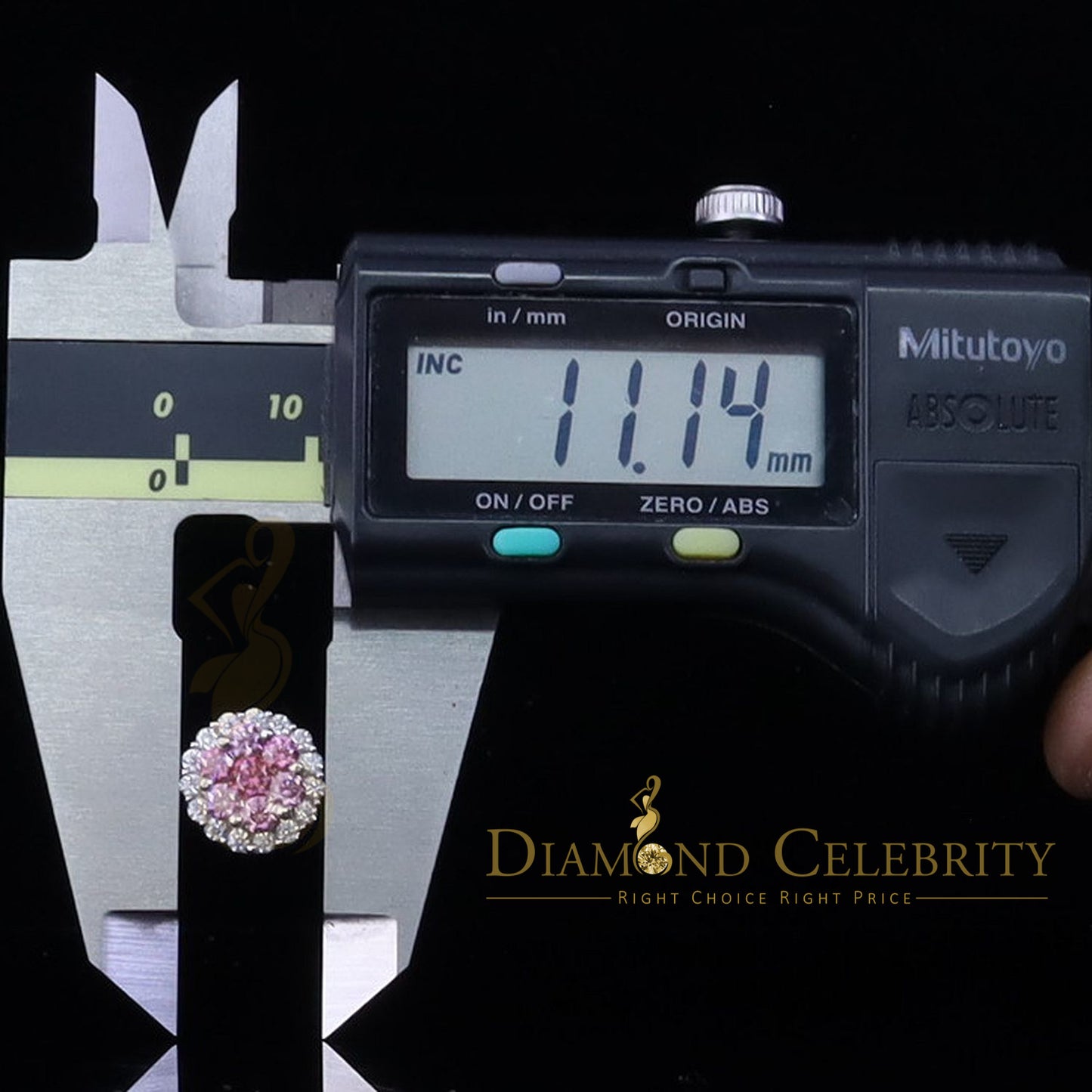 Diamondcelebritees 925 Silver White 2.00ct VVS 'D' Pink Moissanite Round Mens/Women's Stud Earrings