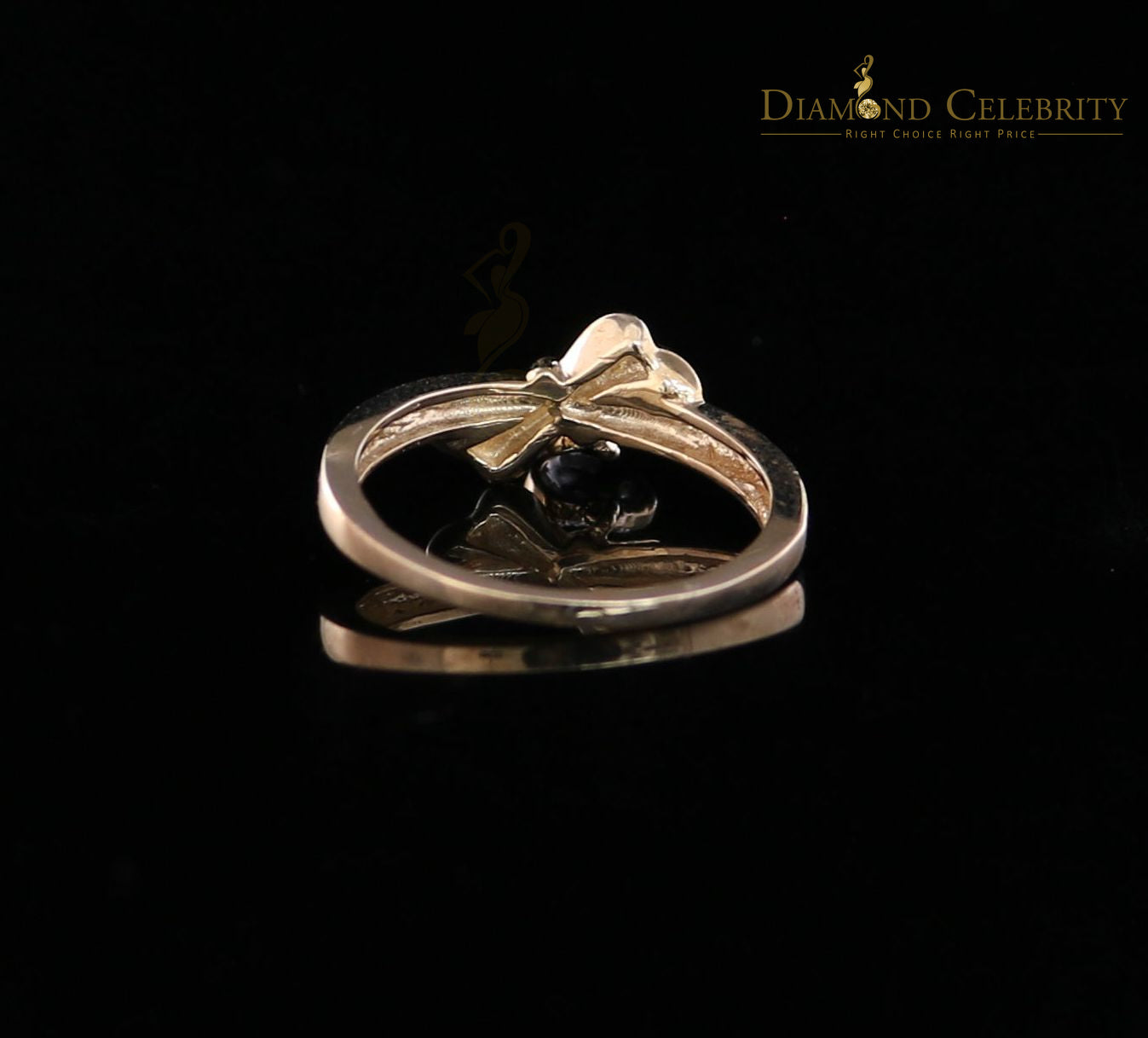 DiamondCelebritees Real 0.05ct Diamond Real 10kt Yellow Gold Fancy LOVE YOU HEART Charm Ring Size 7