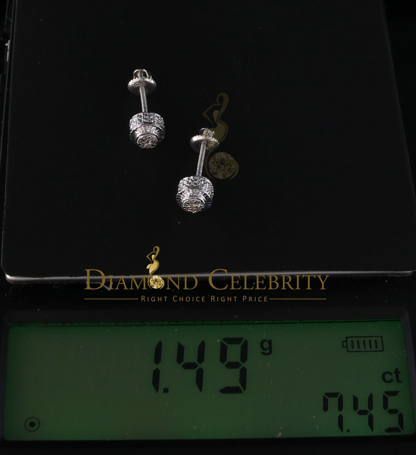 DiamondCelebritees 925 Sterling Silver 0.05ct Diamond For Women's/ Men's White Stud Round Earrings
