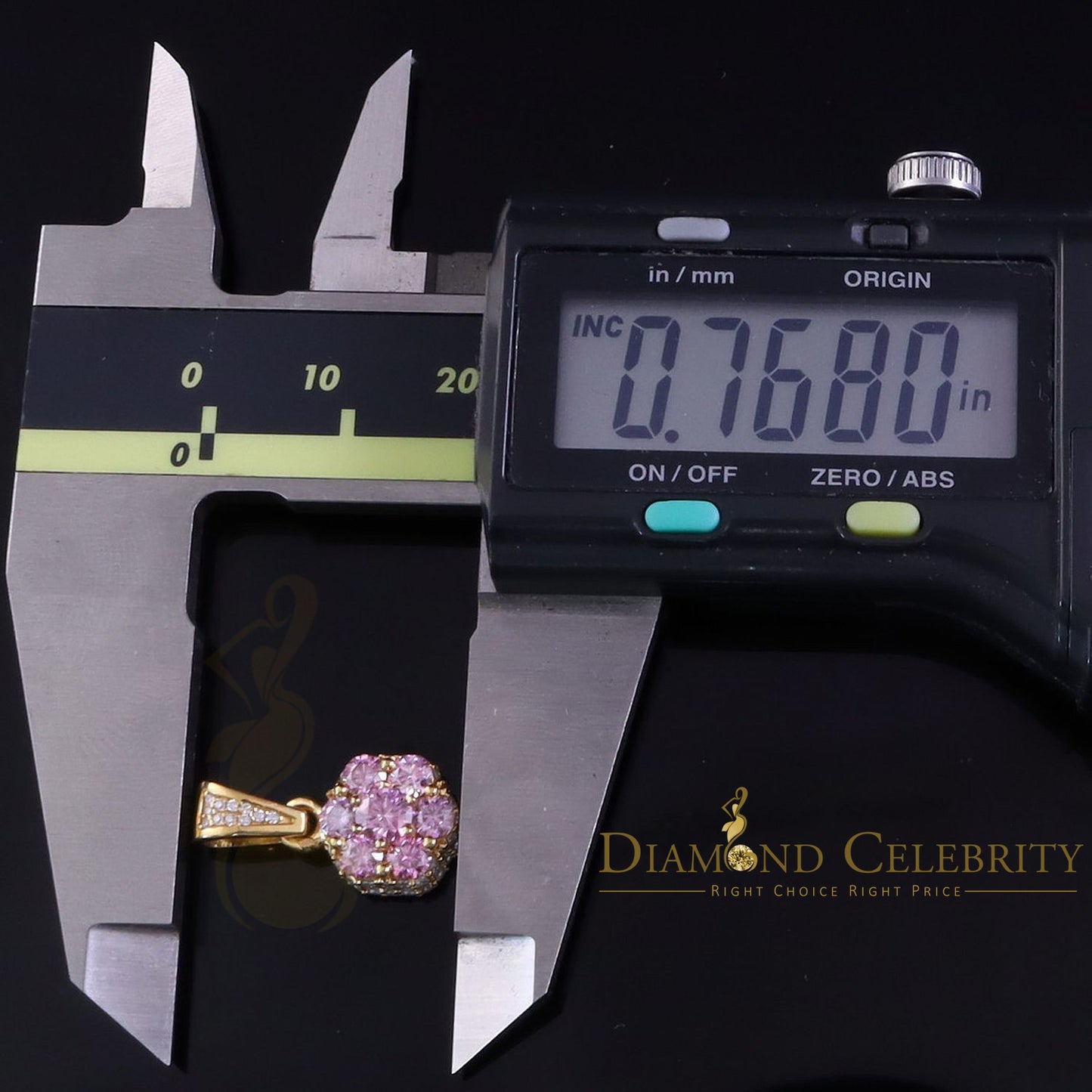 DiamondCelebritees Women's 925 Sterling Silver Yellow1.50 ct VVS 'D' Pink & White Moissanite Floral Pendant