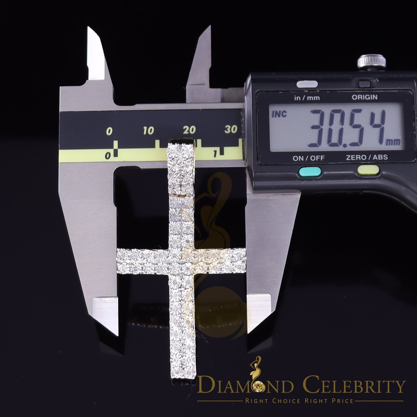 DiamondCelebritees Real 0.33ct Diamond Sterling Silver Yellow CROSS Charm Fashion Necklace Pendant