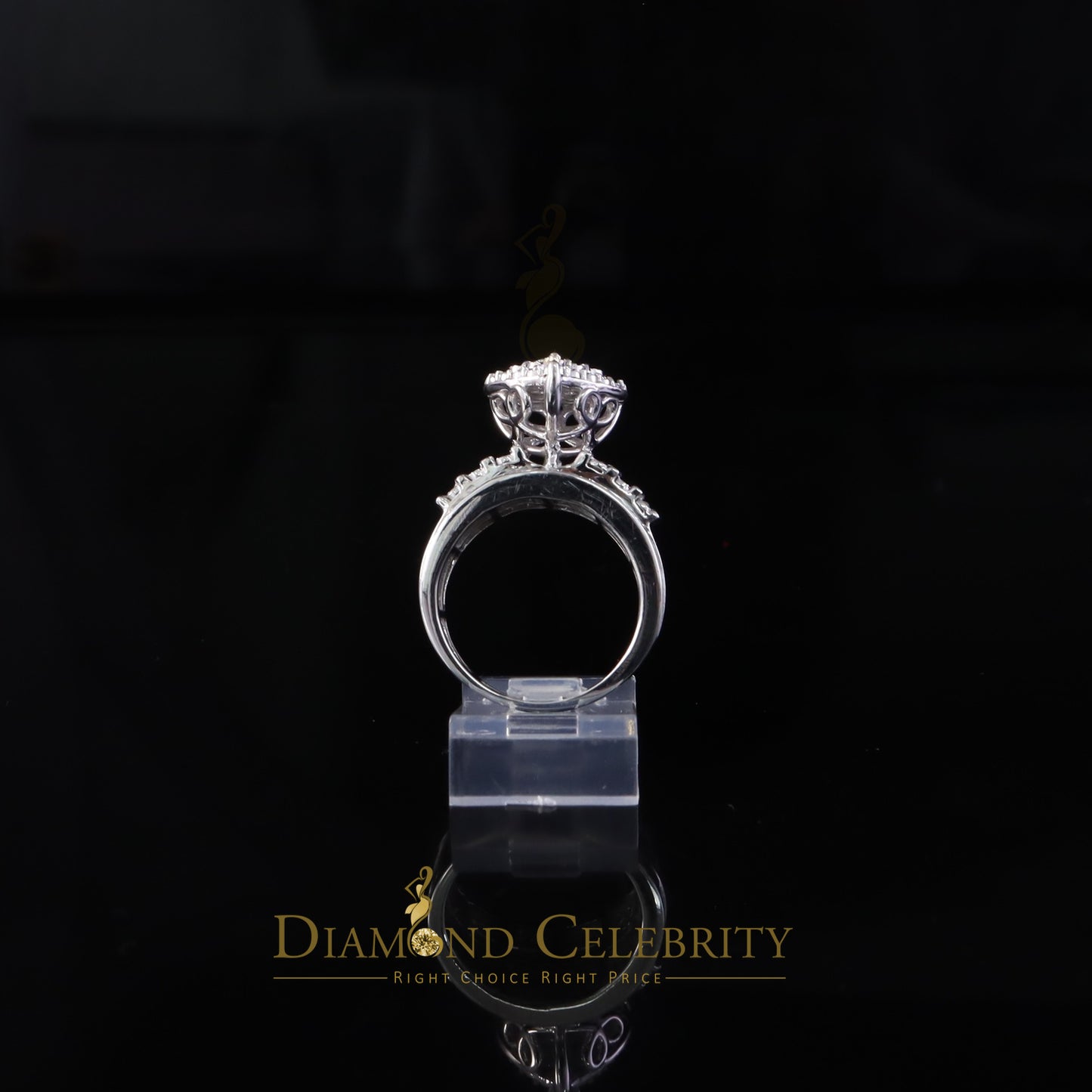 DiamondCelebritees Cindarella White Real Diamond 0.33ct 925 Silver Women Engagement Heart Ring SZ 7