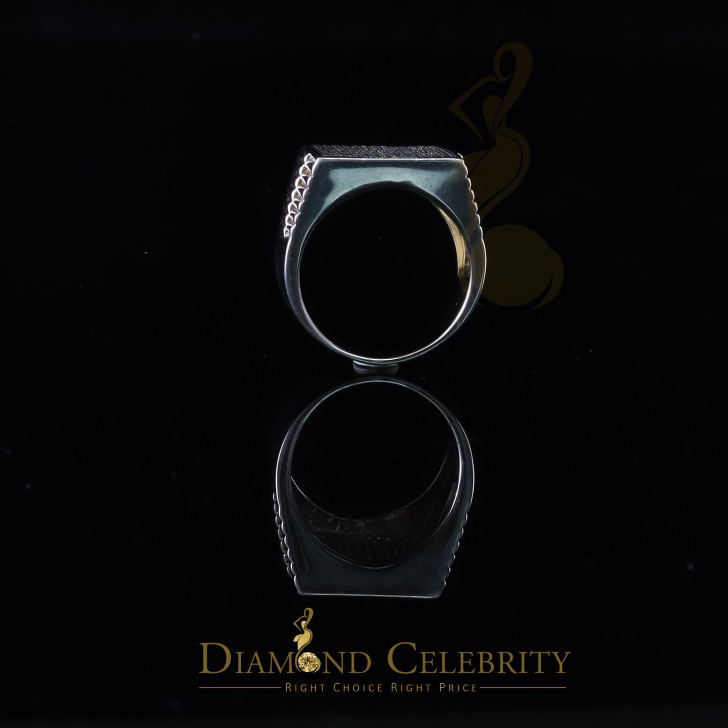 DiamondCelebritees 925 Silver White 1.70ct Cubic Zirconia Wide Square Cocktail Men's Ring Size 10