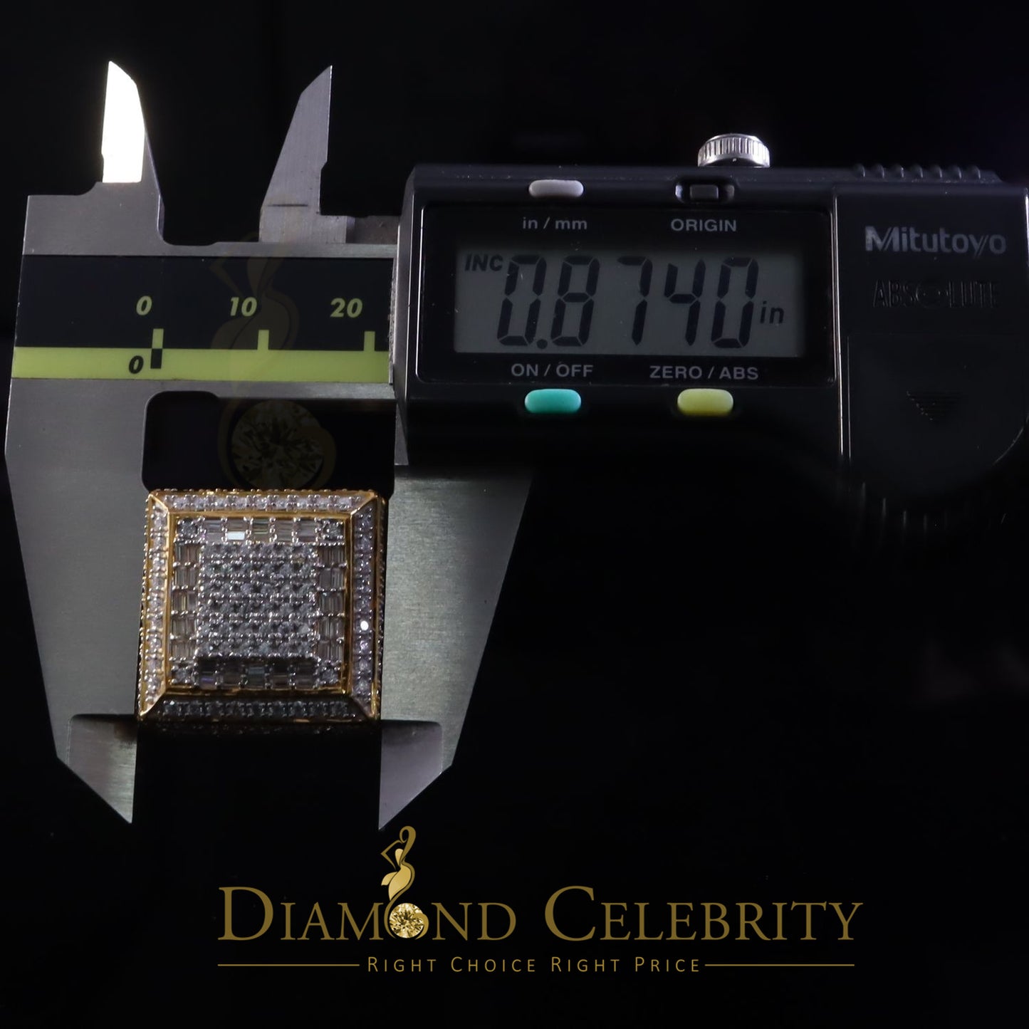 DiamondCelebritees 925 Sterling Silver 4.50ct VVS 'D' Moissanite Yellow Square Rings Size 10 Men's