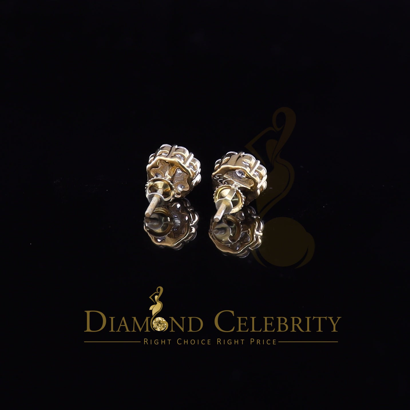 DiamondCelebritees 925 Yellow Silver 2.1ct Cubic Zirconia Women's & Men's Hip Hop Floral Earrings