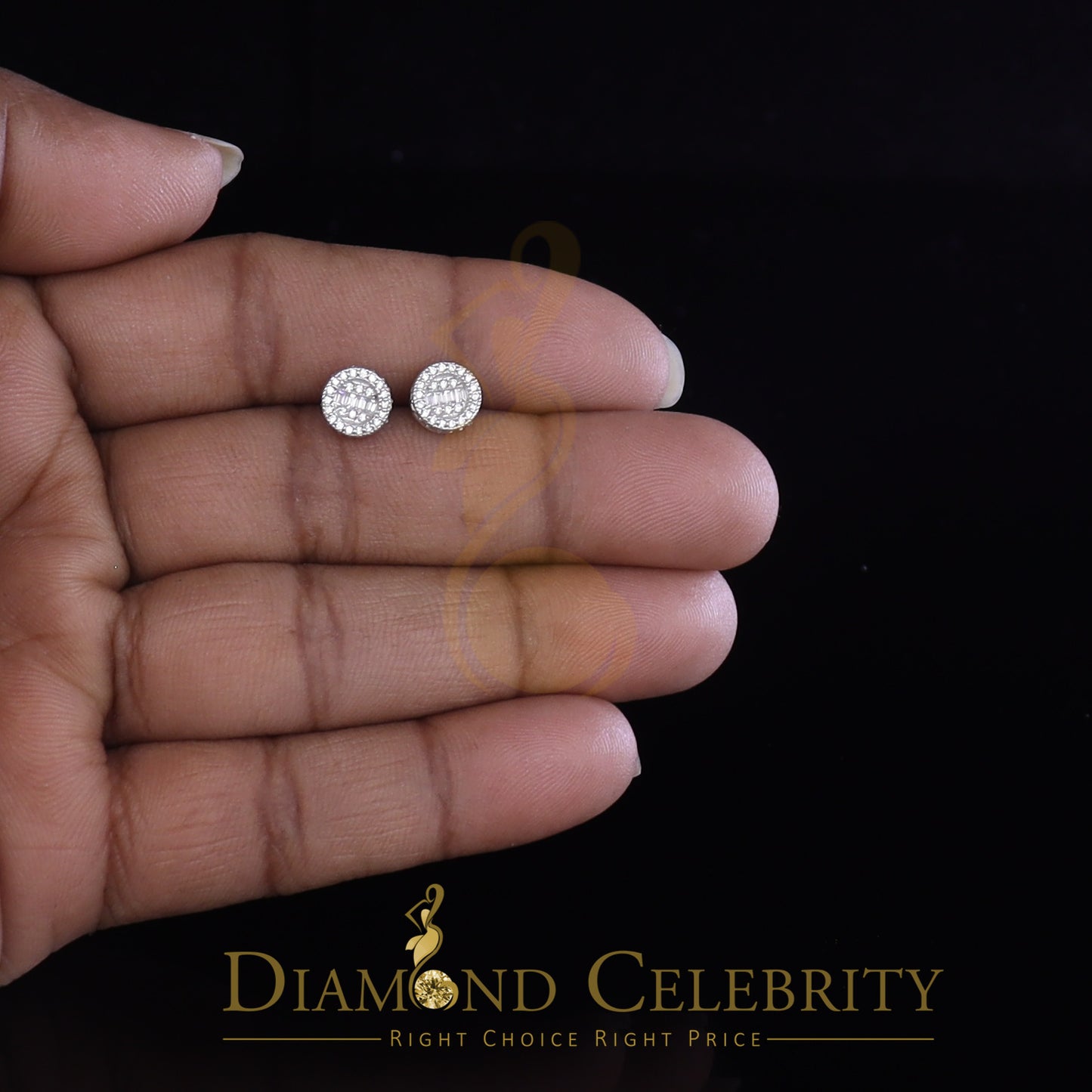 Diamondcelebritees 1.00ct VVS 'D' Moissanite Men's/Womens 925 Silver White Round Stud Earrings