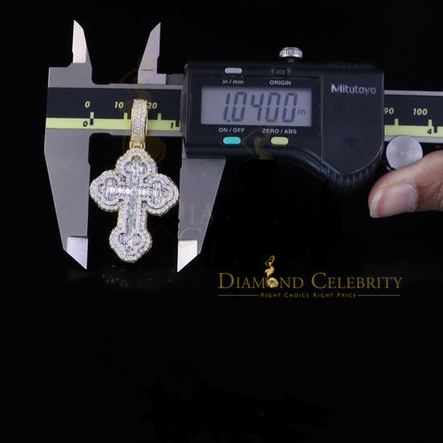 Diamondcelebritees New Yellow Buttony Cross 925 Silver 4.50ct VVS D Moissanite Pendant Men's/Womens