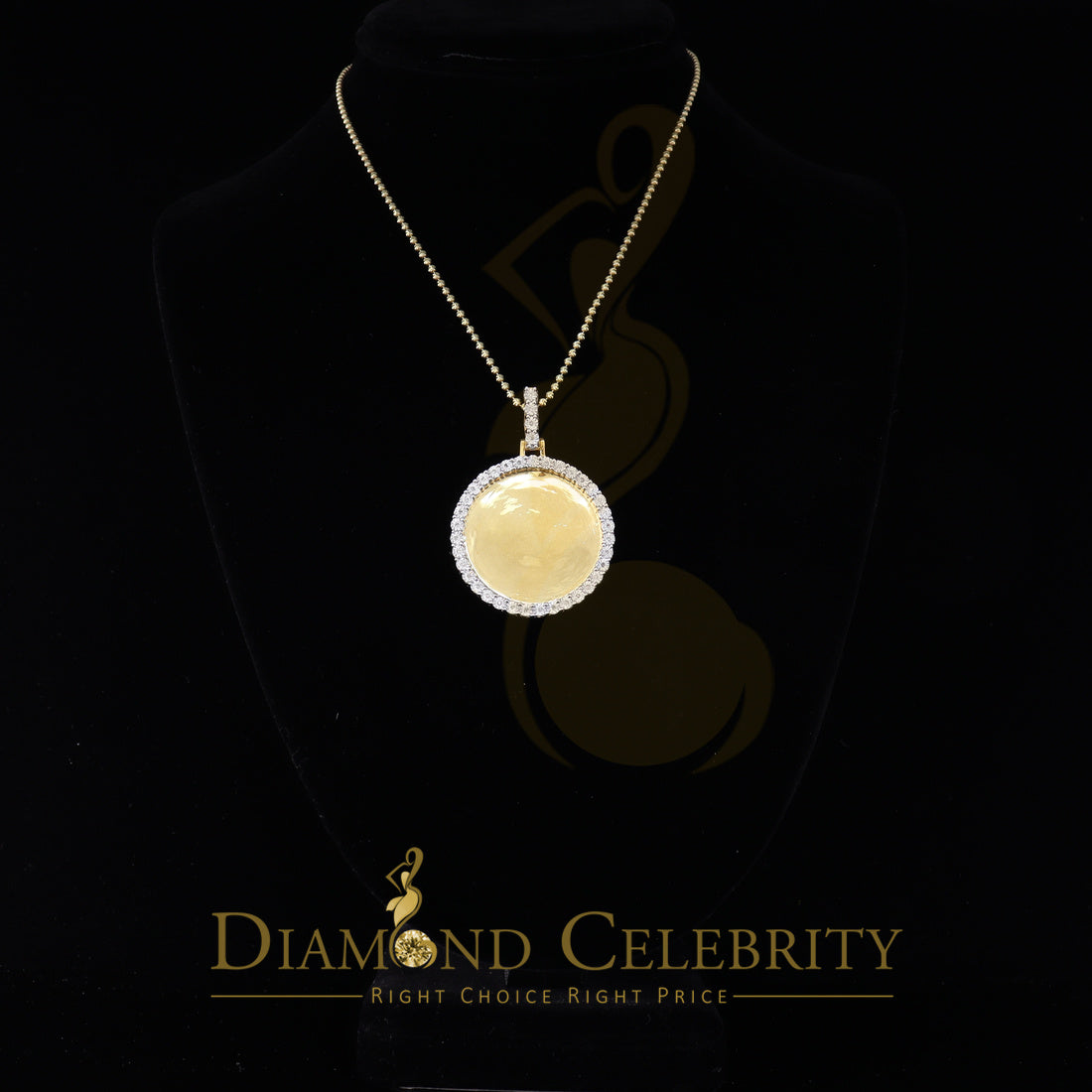 DiamondCelebritees Real 0.15ct Diamond Sterling Silver 1.50" PICTURE Charm Fashion Yellow Pendant