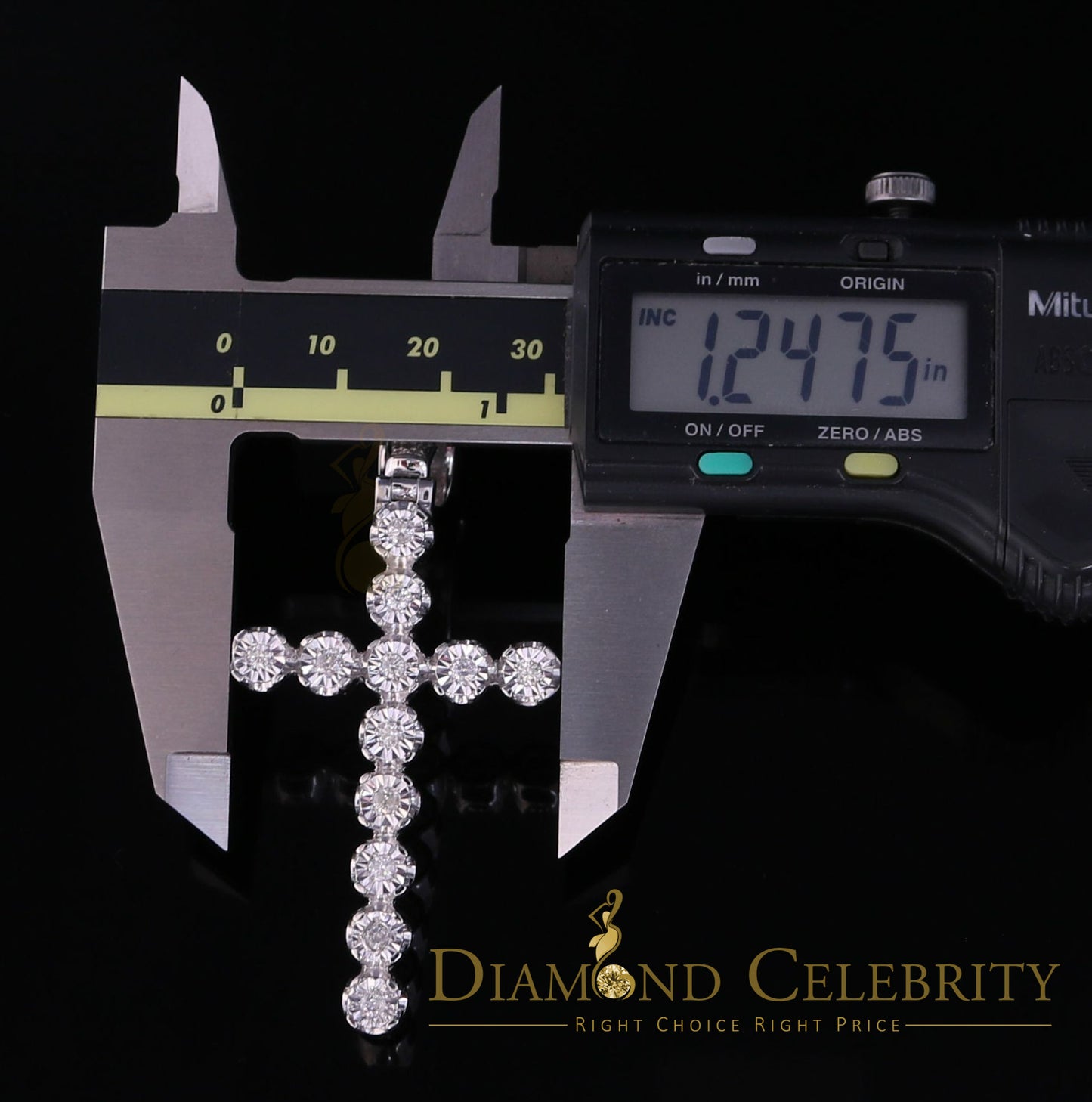 DiamondCelebritees Real 1.25ct Diamond Sterling Silver CROSS Charm Necklace Pendant in White