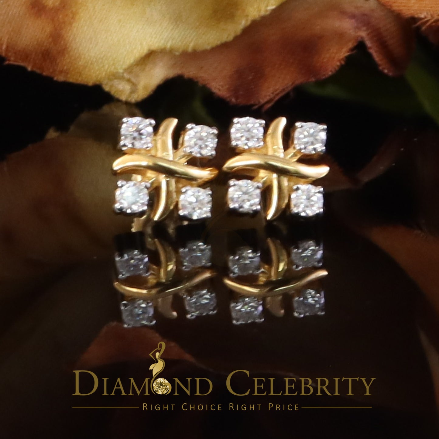 DiamondCelebritees 925 Yellow Silver 0.50ct VVS 'D' Moissanite XOXO Stud Earring Men's/Womens