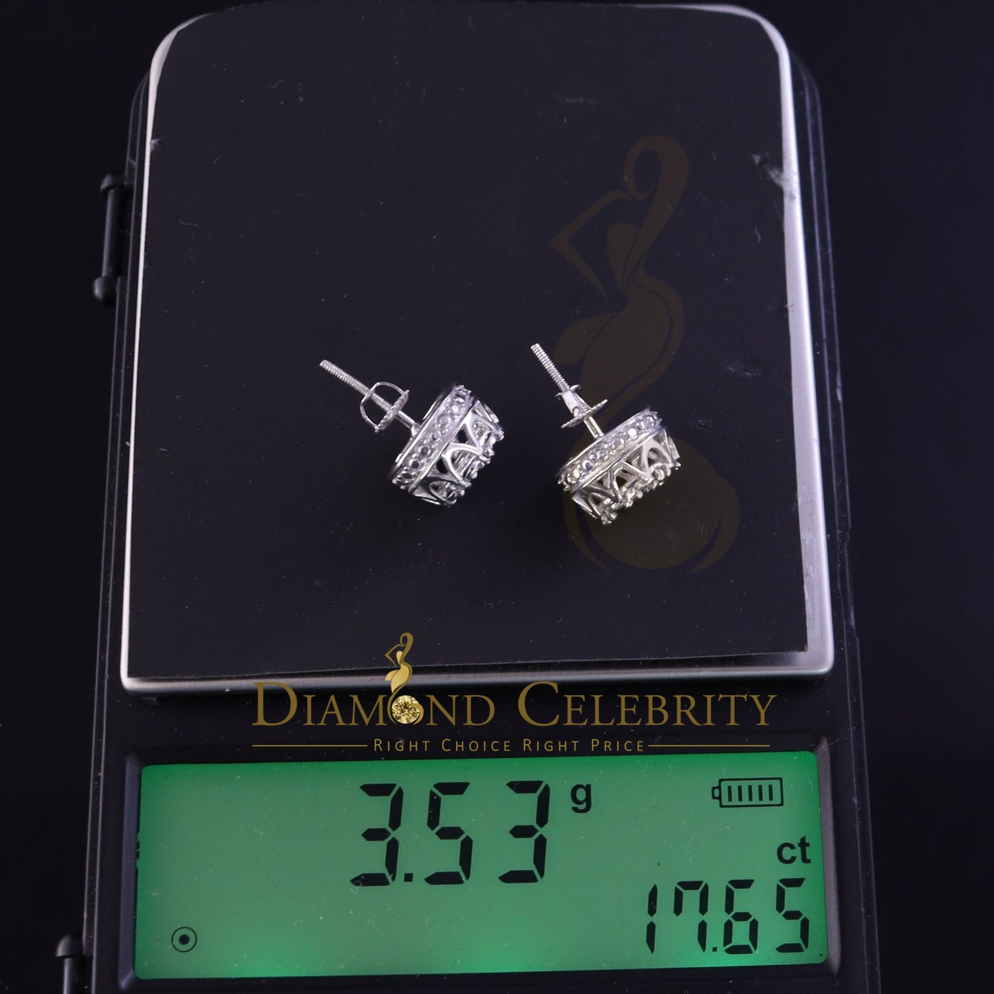 DiamondCelebritees 925 Sterling Silver White 0.07ct Diamond For Men's & Women's Floral Earrings