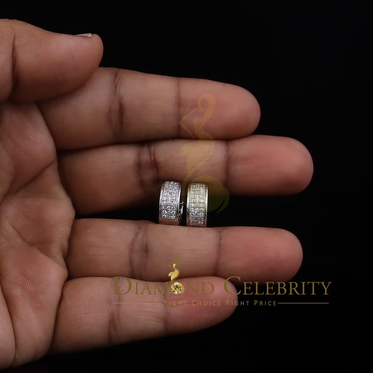 DiamondCelebritees Hip Hop White 925 Silver 0.66ct Cubic Zirconia Women's & Men's Hoop Earrings
