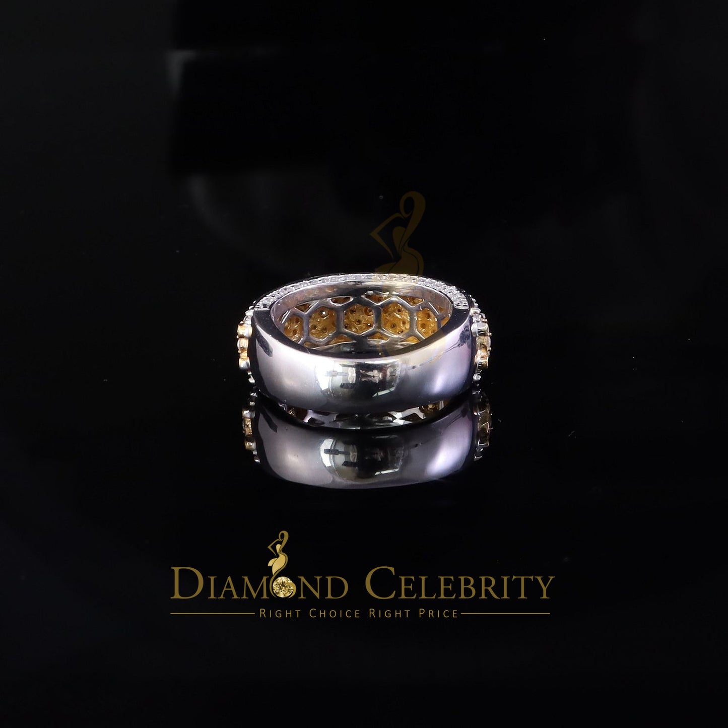 DiamondCelebritees 925 Moissanite White Round Shape Band Ring size 8 For Men's 2.50ct Silver VVS'D