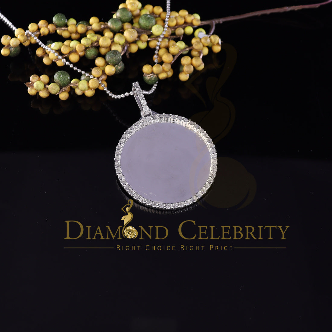 DiamondCelebritees Real 0.25ct Diamond 925 Sterling Silver 2" PICTURE Charm Fashion White Pendant