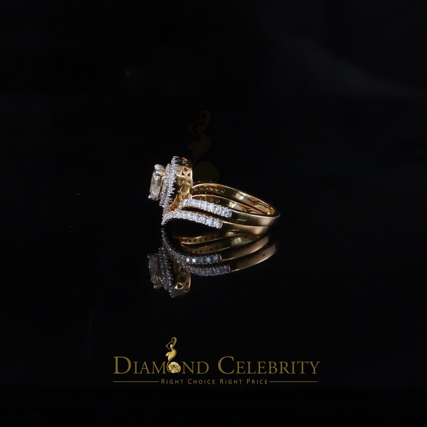 DiamondCelebritees Silver 1.66ct VVS D Heart Shape Moissanite Women Yellow Bridal Heart Ring SZ7