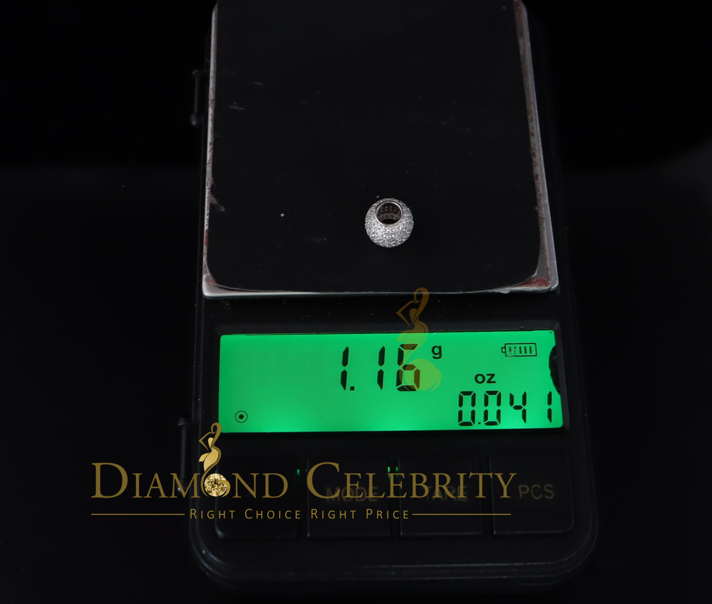 DiamondCelebritees Women's Fancy White Small 925 Sterling Silver Slide Ball Pendant W/ Cubic Zirconia