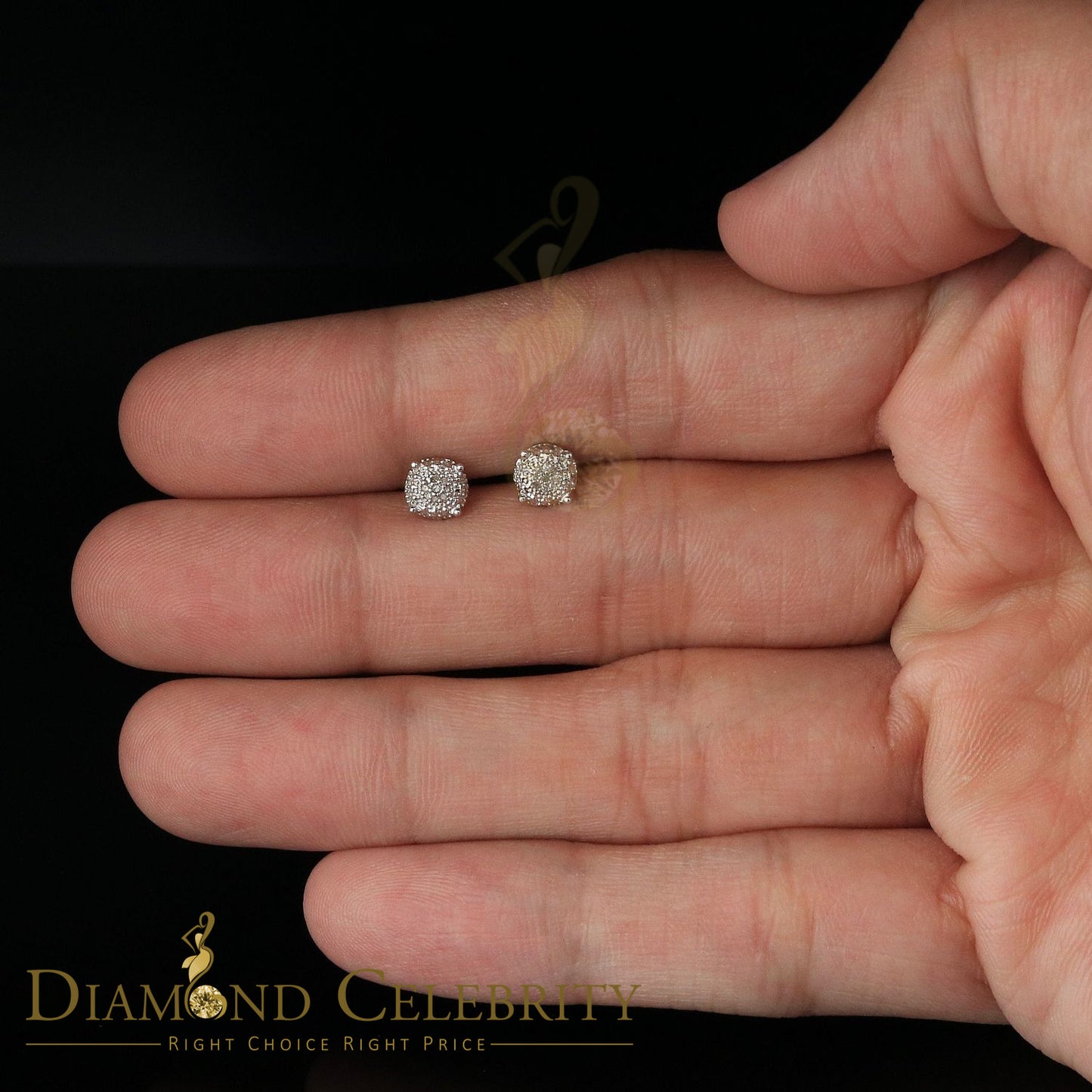 DiamondCelebritees 0.05ct Real Diamond 925 Sterling Silver White For Men's & Women's Round Earring