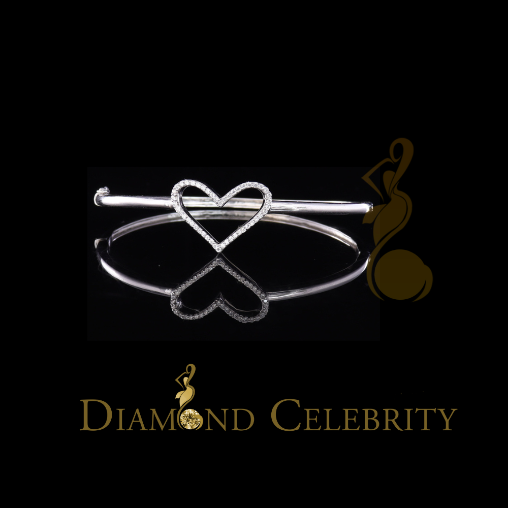 DiamondCelebritees 925 Sterling Silver White Heart Shape Bangle 0.45ct Cubic Zirconia SZ 7 Inch