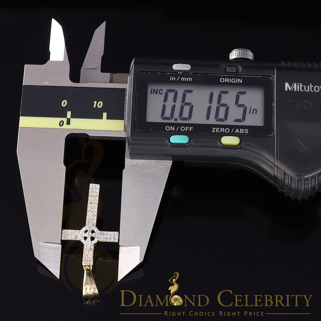 DiamondCelebritees Real 0.25ct Diamond 925 Sterling Silver CROSS Charm Necklace Yellow Pendant
