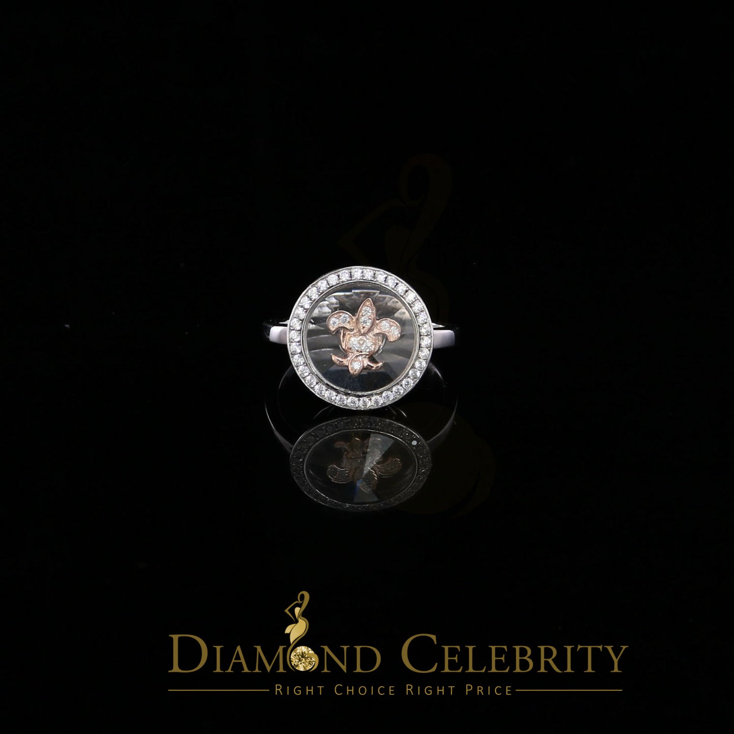 DiamondCelebritees White 0.50ct 925 Sterling Silver Fleur de lis Cubic Zirconia Women's Ring Size 7