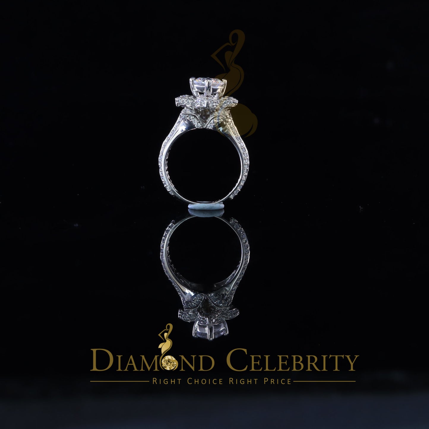 DiamondCelebritees White 6.00ct Cubic Zirconia 925 Silver Floral Engagement Womens Ring Size 7
