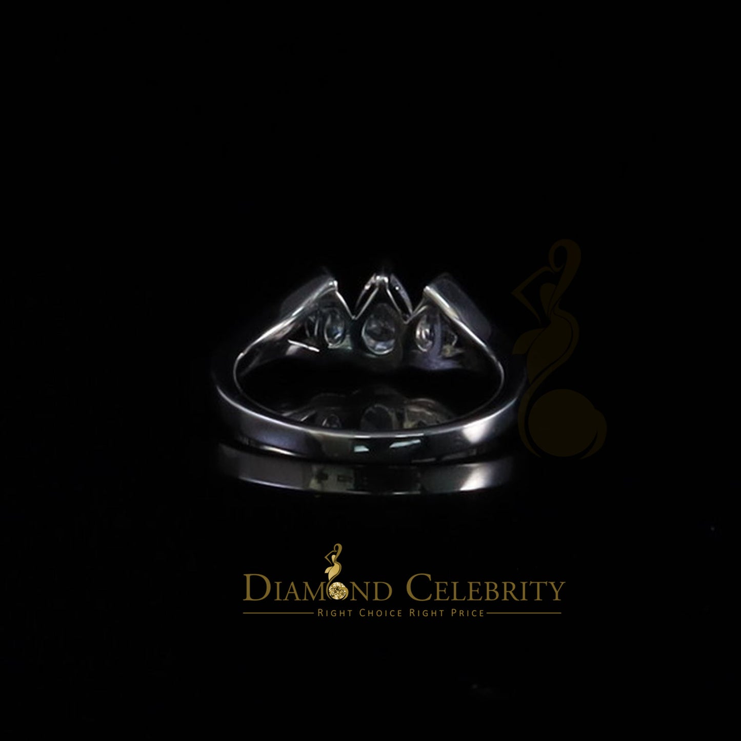 DiamondCelebritees 0.75ct Cubic Zirconia 925 Sterling White Silver Pear Shape Women's Ring Size 7