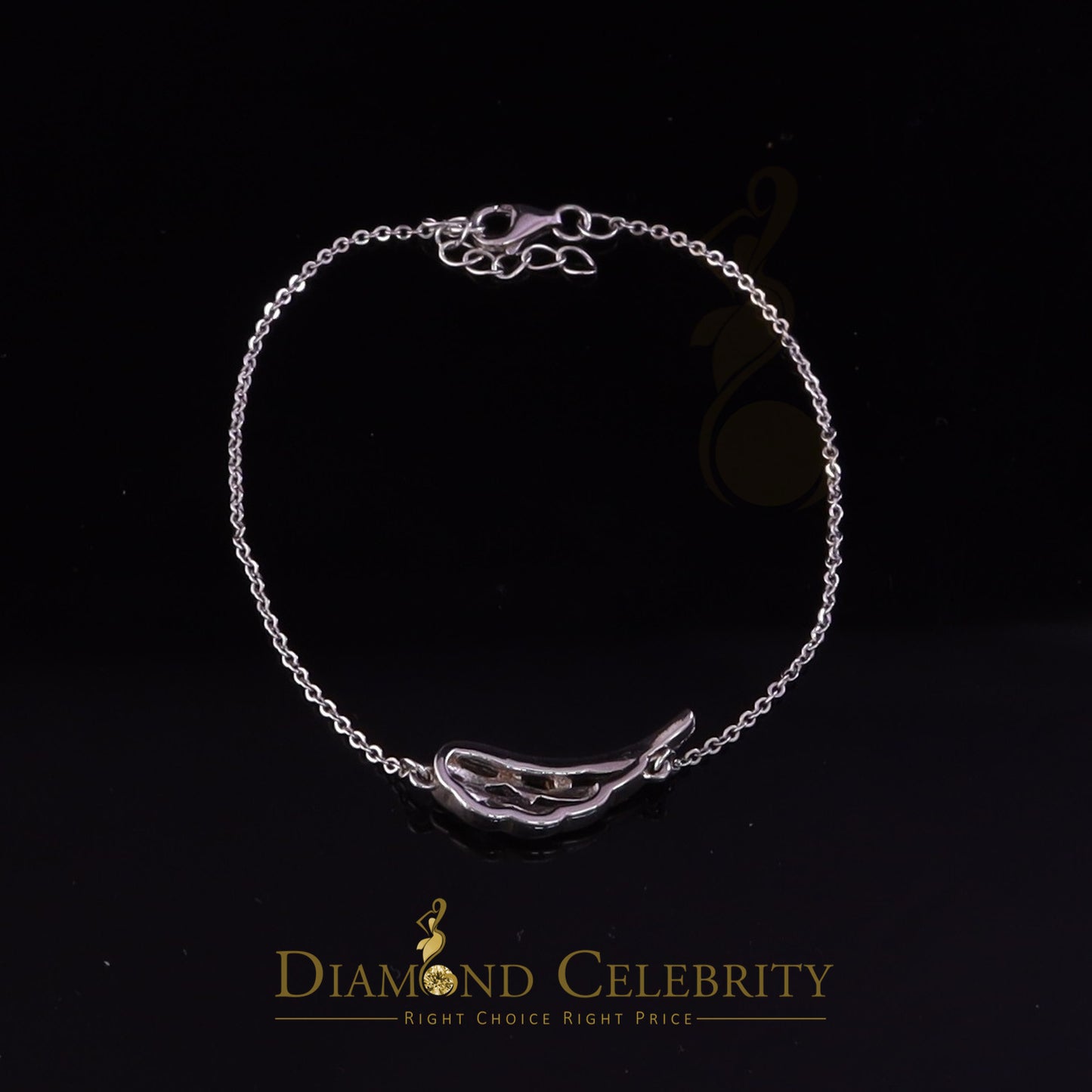Diamondcelebritees White Sterling Silver Fashion Design Ladies Bracelet Cubic Zirconia SZ 7.5 Inch