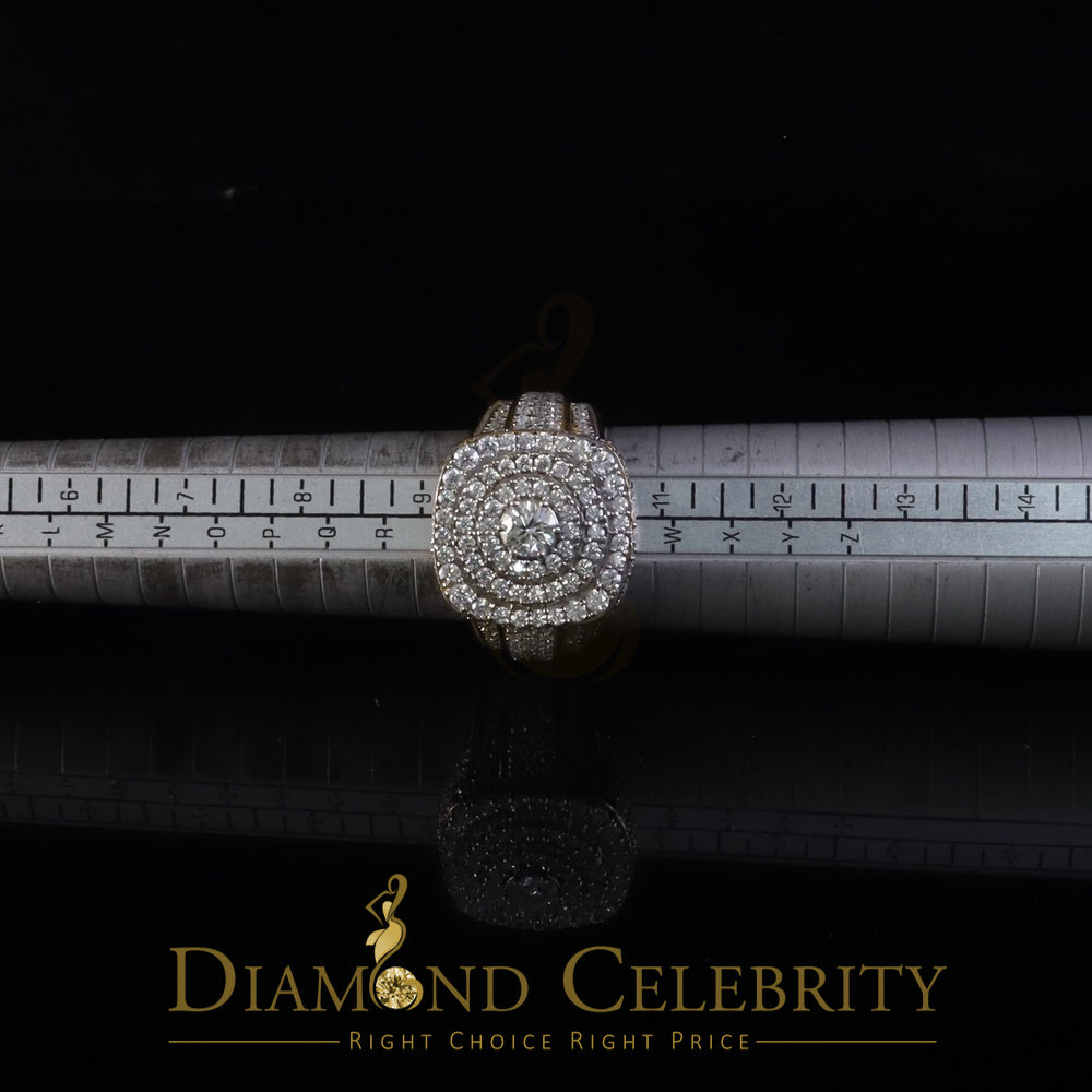 DiamondCelebritees Yellow Sterling Silver 6.50ct VVS 'D' Moissanite Round Men's Rings Size 10