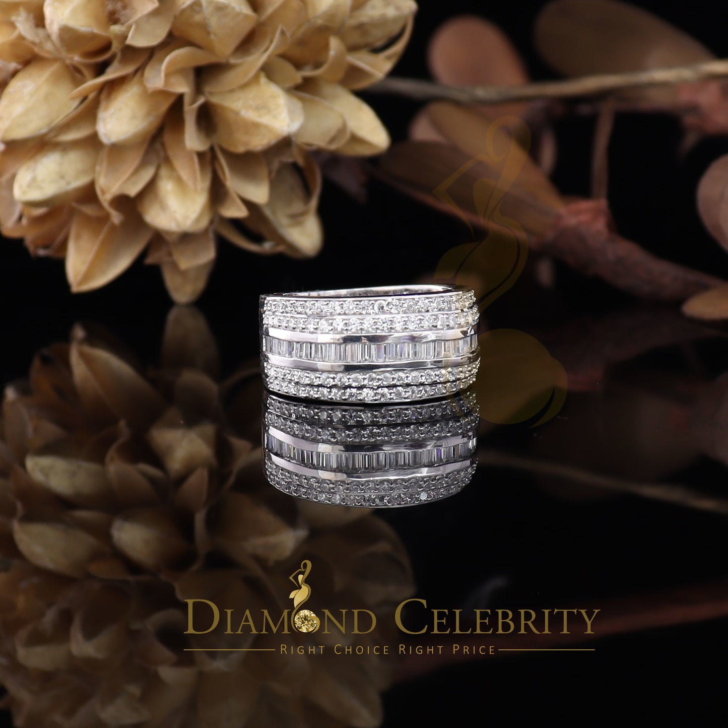 DiamondCelebritees Sterling White Silver 4.50ct Cubic Zirconia Band Fashion Men's Ring Size 9.5