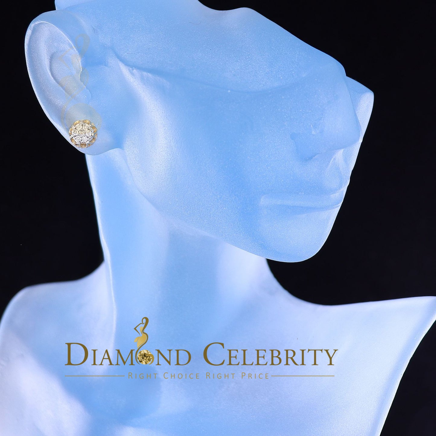 DiamondCelebritees 925 Sterling Silver Yellow 0.05ct Diamond For Men's & Women's Floral Earrings