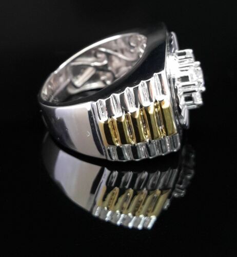 DiamondCelebritees Men's White Silver 1.80ct Round Cubic Zirconia Adjustable Ring From SZ 9 to 11