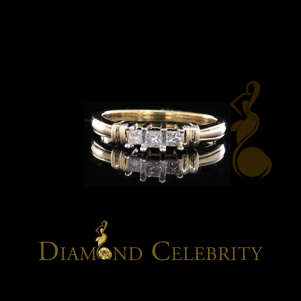 DiamondCelebritees Real 14kt Yellow Gold with 0.25CT Real Diamond Past Present Future Ring Size 7