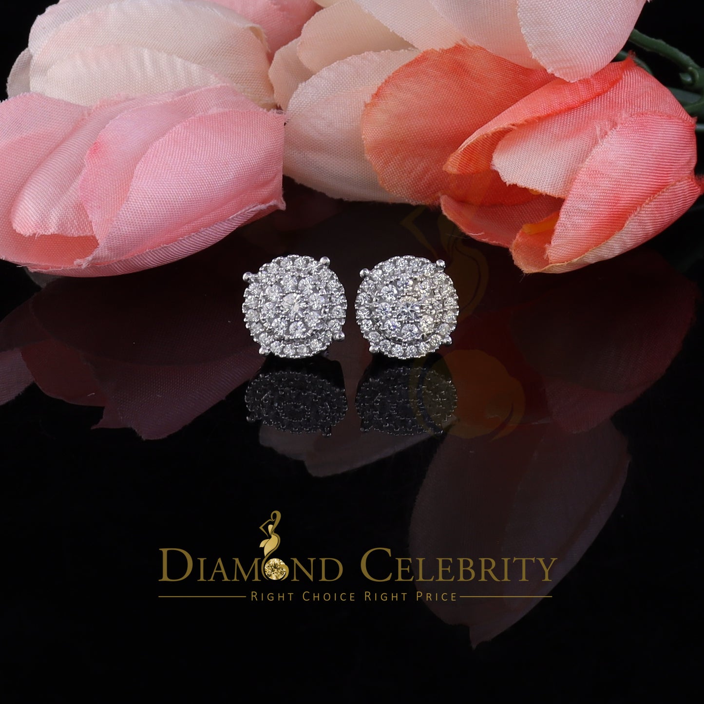 DiamondCelebritees 925 Sterling White Silver 2.82ct Cubic Zirconia Round Women's Stud Earrings