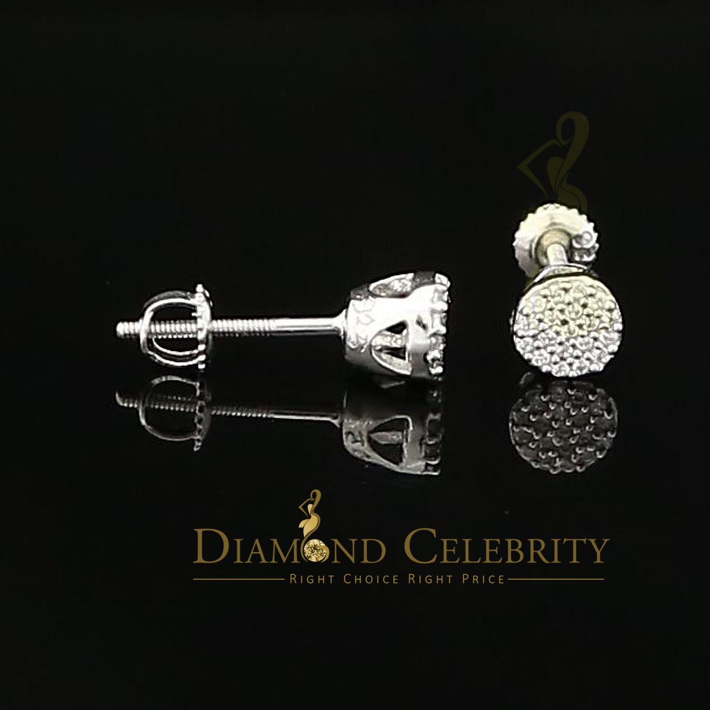 DiamondCelebritees White 925 Sterling Silver 0.76ct Cubic Zirconia Women's Hip Hop Round Earrings