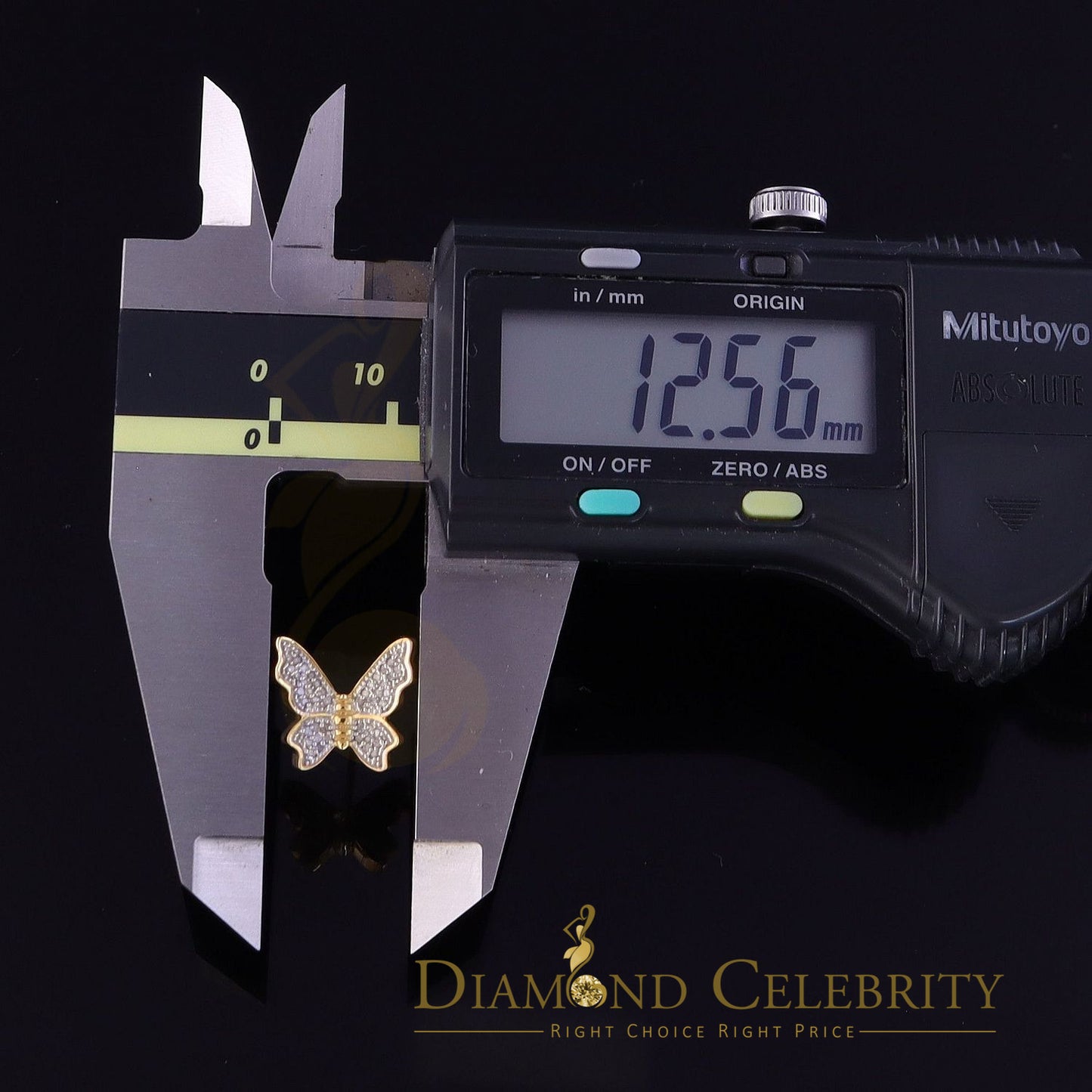 DiamondCelebritees Women's 0.25ct Real Diamond Butterfly Stud Earrings Yellow 925 Sterling Silver