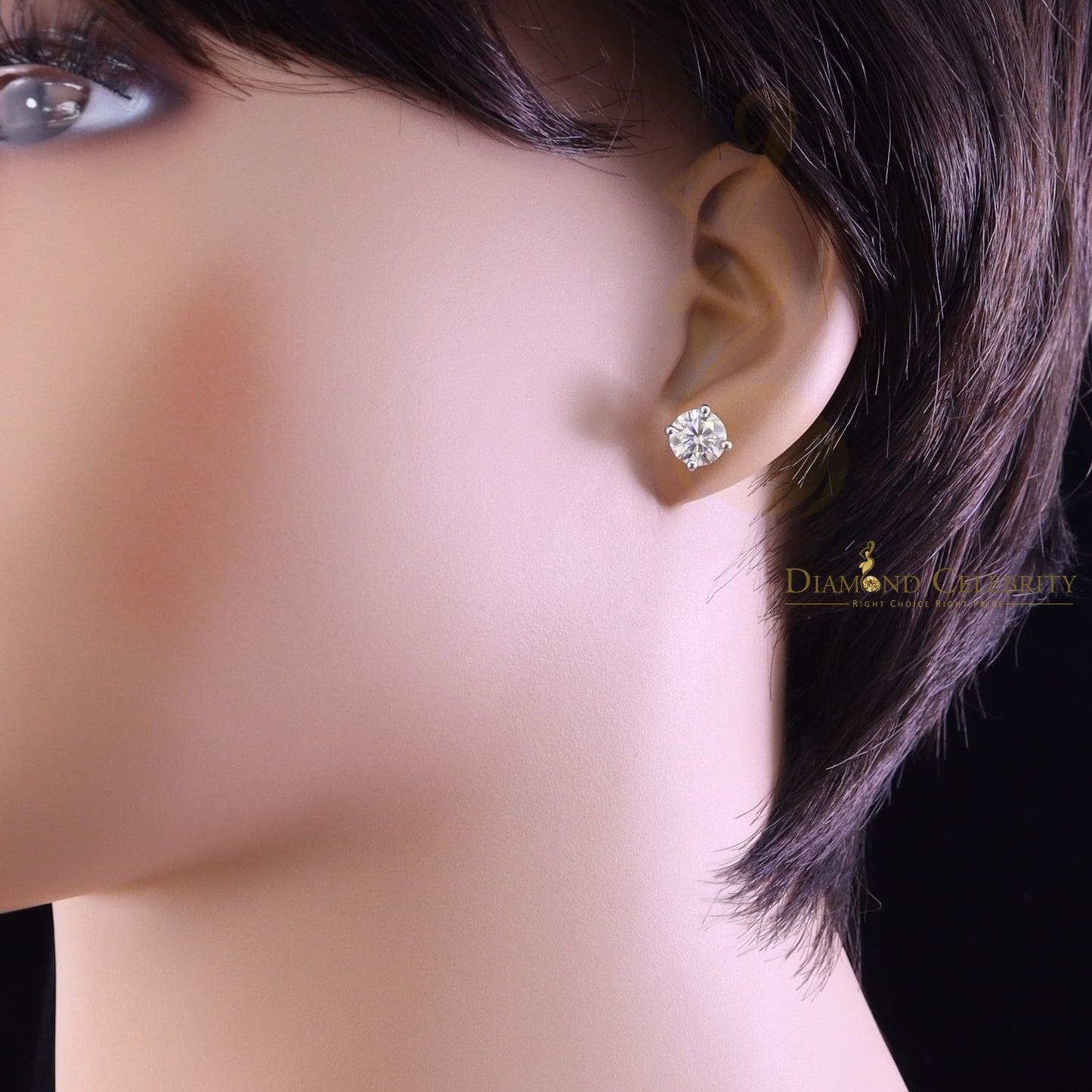 DiamondCelebritees 2.50ct VVS 'D' Moissanite Men's/Womens 925 Silver Yellow Round Stud Earrings